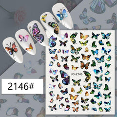 Holographic Purple Butterfly Nail Art Stickers Decals