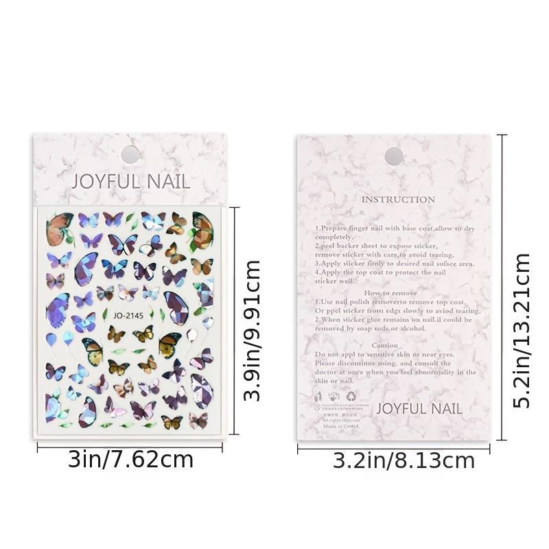 Holographic Purple Butterfly Nail Art Stickers Decals