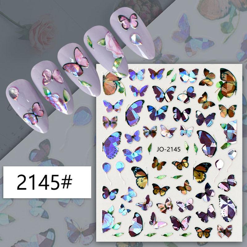 Holographic Purple Butterfly Nail Art Stickers Decals