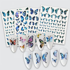 Holographic Purple Butterfly Nail Art Stickers Decals