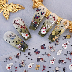 5pcs 5D Cartoon Rabbit Nail Art Stickers for DIY or Salons