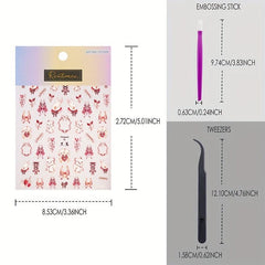 5pcs 5D Cartoon Rabbit Nail Art Stickers for DIY or Salons