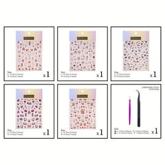 5pcs 5D Cartoon Rabbit Nail Art Stickers for DIY or Salons