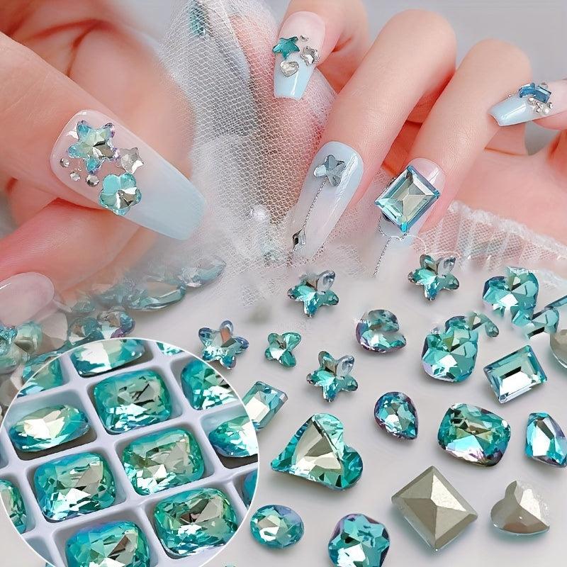10 20pcs Mix Shape Glass Nail Rhinestones DIY Nail Art Gemstones