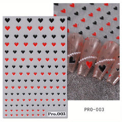 Colorful Heart Nail Art Stickers Decals Self Adhesive Nail Supplies