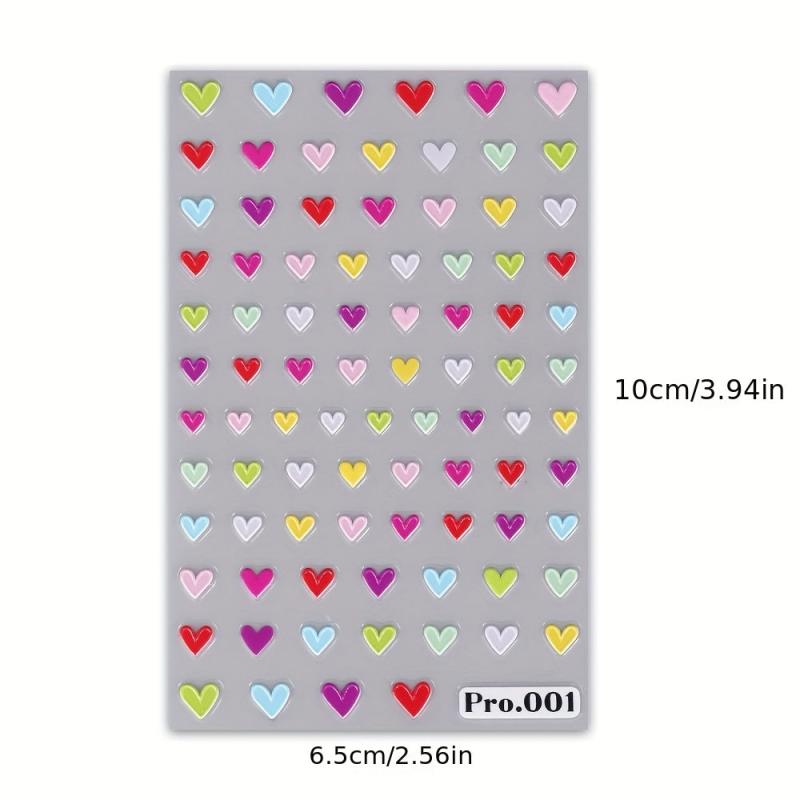 Colorful Heart Nail Art Stickers Decals Self Adhesive Nail Supplies