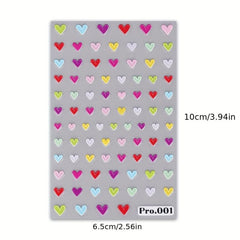 Colorful Heart Nail Art Stickers Decals Self Adhesive Nail Supplies