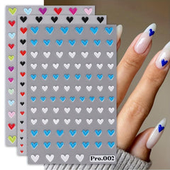 Colorful Heart Nail Art Stickers Decals Self Adhesive Nail Supplies