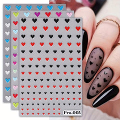 Colorful Heart Nail Art Stickers Decals Self Adhesive Nail Supplies