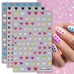 Colorful Heart Nail Art Stickers Decals Self Adhesive Nail Supplies