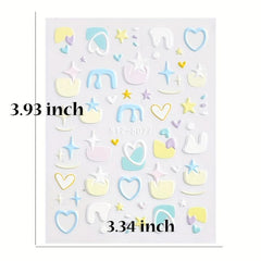 5D Nail Art Stickers Heart Star Cloud Designs Summer Ready