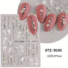 5D Nail Art Stickers Heart Star Cloud Designs Summer Ready