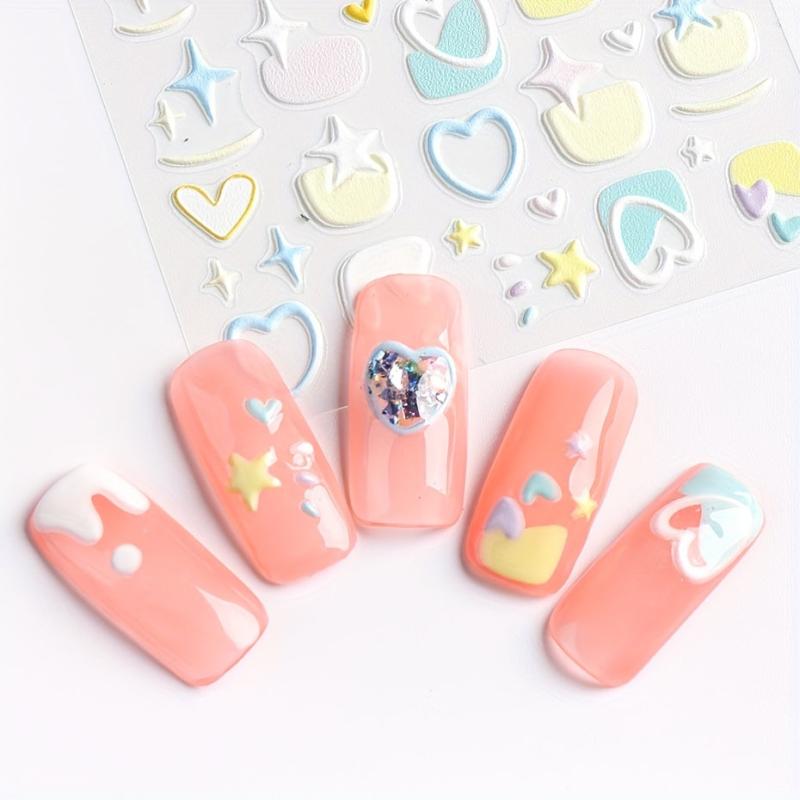 5D Nail Art Stickers Heart Star Cloud Designs Summer Ready