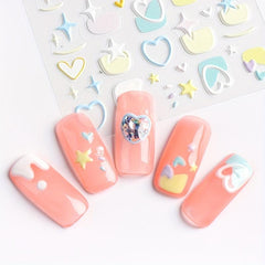 5D Nail Art Stickers Heart Star Cloud Designs Summer Ready