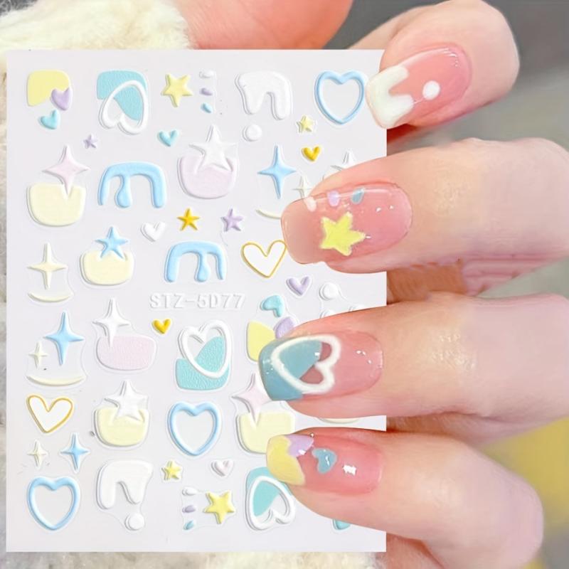 5D Nail Art Stickers Heart Star Cloud Designs Summer Ready