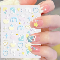 5D Nail Art Stickers Heart Star Cloud Designs Summer Ready