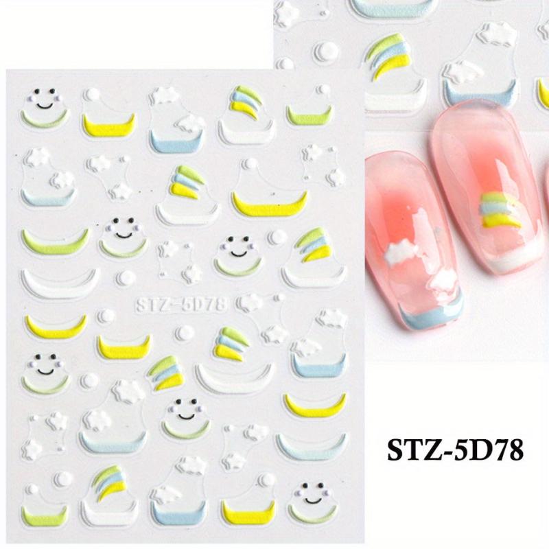 5D Nail Art Stickers Heart Star Cloud Designs Summer Ready