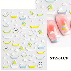 5D Nail Art Stickers Heart Star Cloud Designs Summer Ready