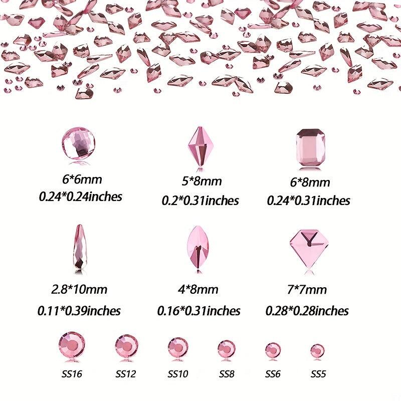 Pink Rhinestones Nail Faux Gems Mix Sizes Glass Faux Diamonds Stones