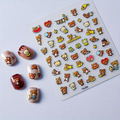5D Cartoon Nail Art Stickers - Dragon Bear Hamster | Self Adhesive Decals
