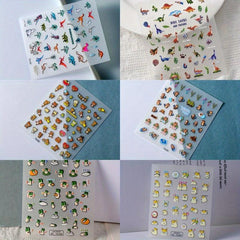 5D Cartoon Nail Art Stickers - Dragon Bear Hamster | Self Adhesive Decals