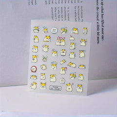 5D Embossed Hamster Nail Art Sticker Nail Transfer Sliders Self Adhesive