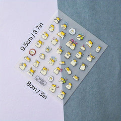 5D Embossed Hamster Nail Art Sticker Nail Transfer Sliders Self Adhesive