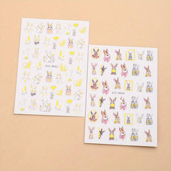 3D Bunny Nail Stickers Cartoon Rabbit Sliders Happy Easter Flower Stickers