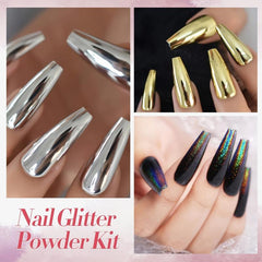 6 Boxes Aurora Holographic Nail Art Powder Mermaid Pearl Reflective Glitter