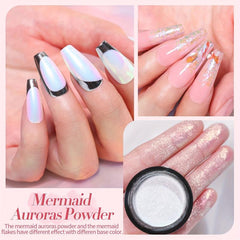 6 Boxes Aurora Holographic Nail Art Powder Mermaid Pearl Reflective Glitter