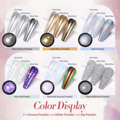 6 Boxes Aurora Holographic Nail Art Powder Mermaid Pearl Reflective Glitter