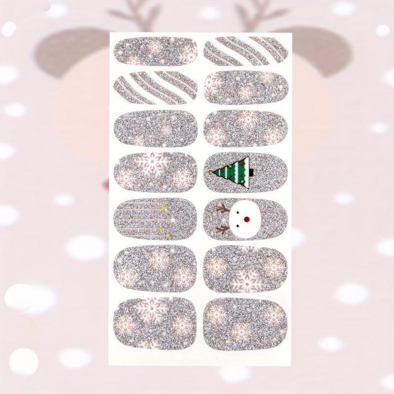Christmas Full Wrap Nail Polish Stickers Snowflake Elk Santa Claus Nail Strips