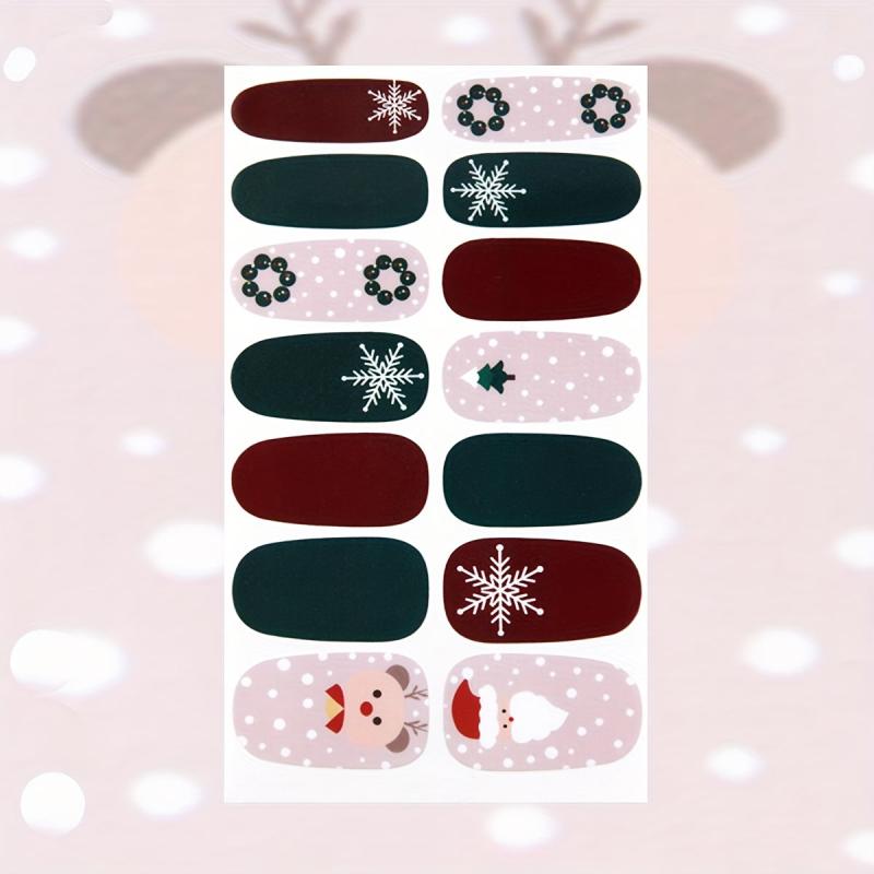Christmas Full Wrap Nail Polish Stickers Snowflake Elk Santa Claus Nail Strips