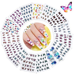 30 Sheets Colorful Butterfly Nail Art Stickers Water Transfer Decals