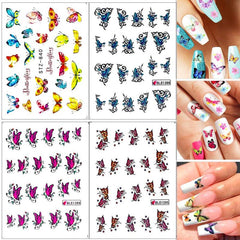 30 Sheets Colorful Butterfly Nail Art Stickers Water Transfer Decals
