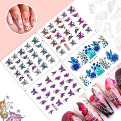 30 Sheets Colorful Butterfly Nail Art Stickers Water Transfer Decals