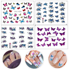 30 Sheets Colorful Butterfly Nail Art Stickers Water Transfer Decals