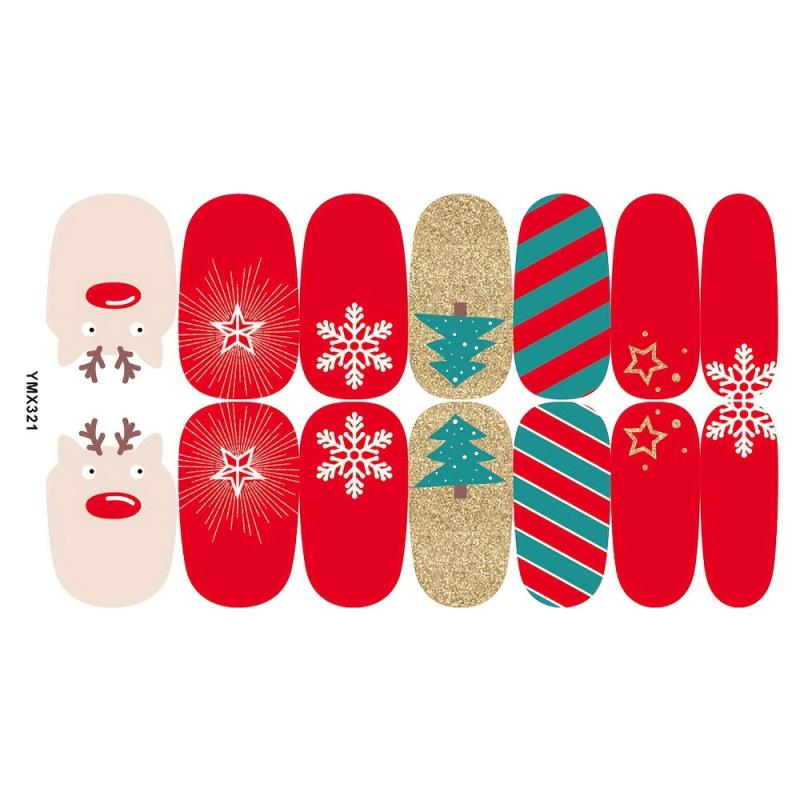 Christmas Halloween Nail Polish Stickers Snowflake Elk Santa Pumpkin Strips