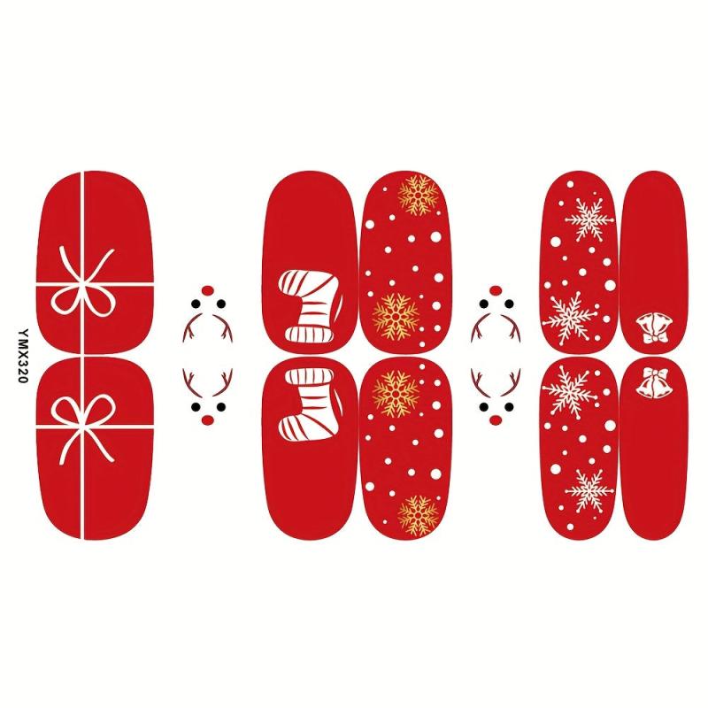 Christmas Halloween Nail Polish Stickers Snowflake Elk Santa Pumpkin Strips