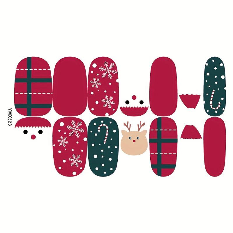Christmas Halloween Nail Polish Stickers Snowflake Elk Santa Pumpkin Strips