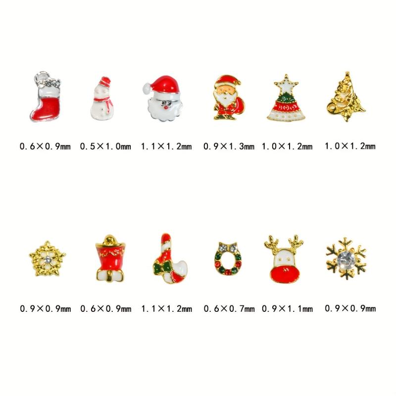 24pcs Christmas Nail Art Charms for DIY Nail Art Decoration