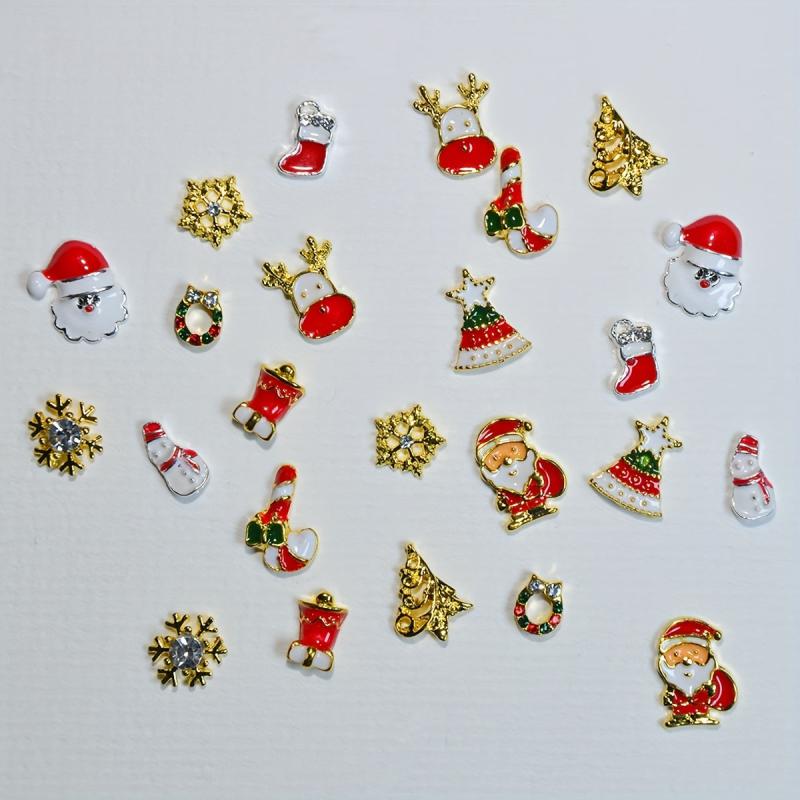 24pcs Christmas Nail Art Charms for DIY Nail Art Decoration
