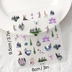 Fairy Nail Decals Embossed Sticker for Lady Girl Nail Art DIY