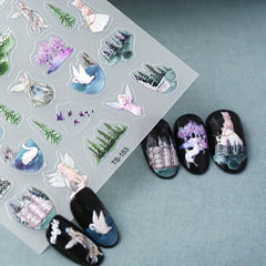 Fairy Nail Decals Embossed Sticker for Lady Girl Nail Art DIY