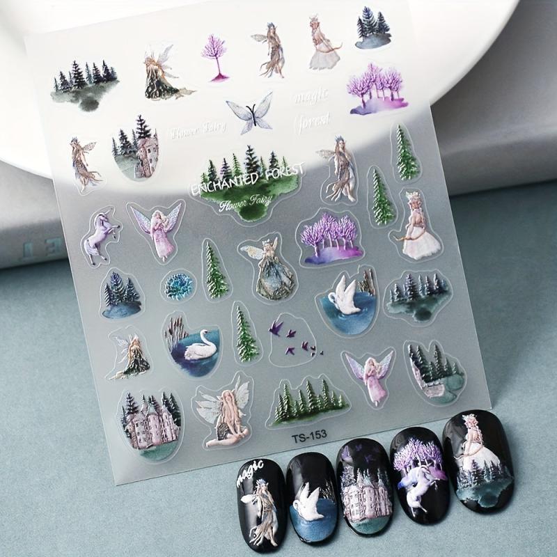 Fairy Nail Decals Embossed Sticker for Lady Girl Nail Art DIY