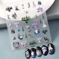 Fairy Nail Decals Embossed Sticker for Lady Girl Nail Art DIY
