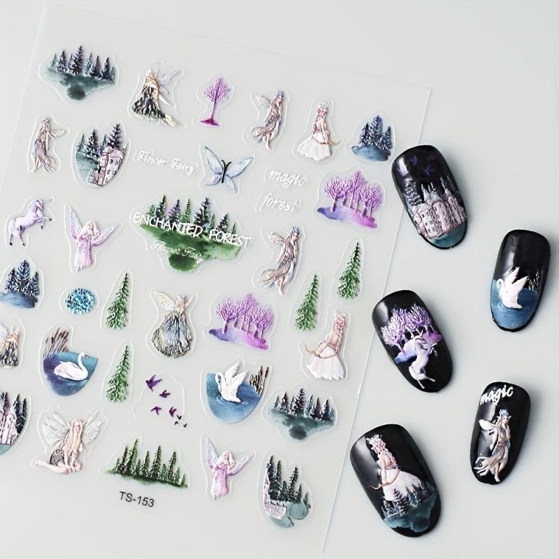 Fairy Nail Decals Embossed Sticker for Lady Girl Nail Art DIY