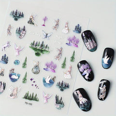Fairy Nail Decals Embossed Sticker for Lady Girl Nail Art DIY
