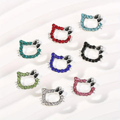 10pcs Cat Nail Art Charms With Rhinestones - Cute Nail Art Jewelry for DIY