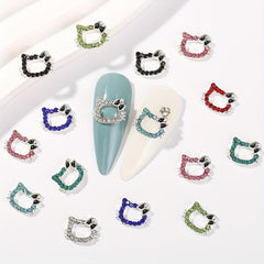 10pcs Cat Nail Art Charms With Rhinestones - Cute Nail Art Jewelry for DIY